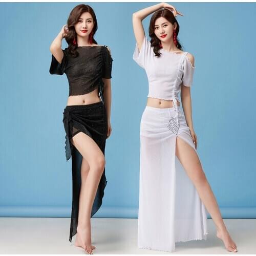 Belly Dance Set Female adult Elegant Top Practice Clothes Suit Temperament Shirt Sexy Training Long Skirt Performance Clothing