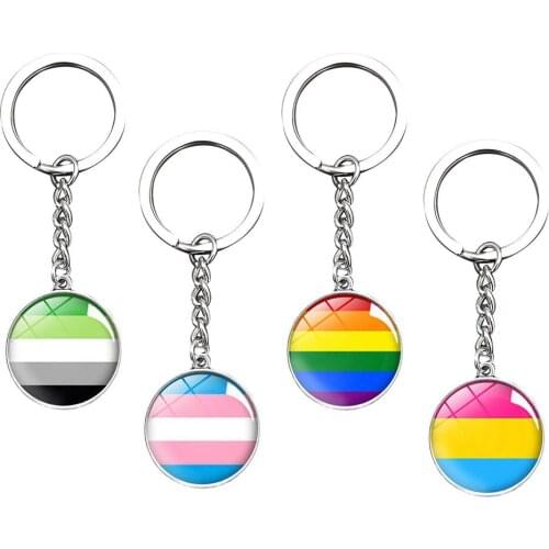 Colorful LGBT Gay Pride Rainbow Key Ring Chain Jewelry Gifts Car Key Holder Amulets Pendant Lucky Charm Blessing Protection BFF