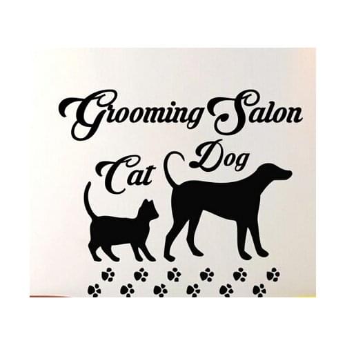 Fashion Pet Shop Vinyl Wall Decal Pet Grooming Salon Dog Cat Mural Art Wall Sticker Pet Salon Room Decoration