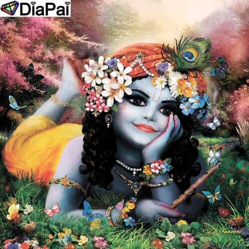 DIAPAI Art 5D Diy Diamond Painting "Girl flower butterfly" Diamond Pictures Cross Stitch 3D Rhinestone Embroidery Decor A26950