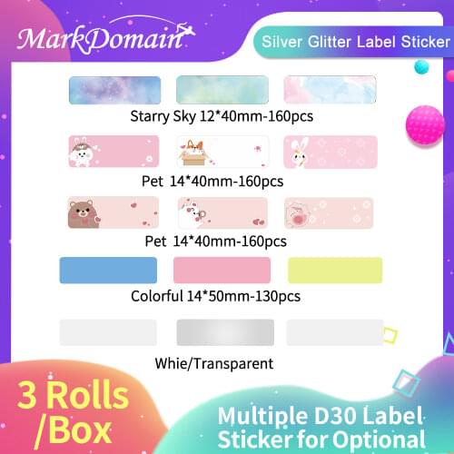 Phomemo Colorful Labels for D30 Printer Adhesive Name Sticker Thermal Rolls Ticket Self-Cut Tag Note for Market Price Home Tidy