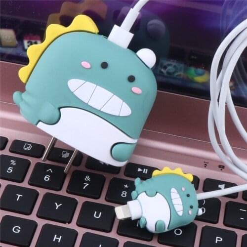 Data Cable Winder Bite Charger Protective Cover Silicone Anti-Drop Usb Line Anti-Breaking Cartoon Phone Accessories For IPhone12