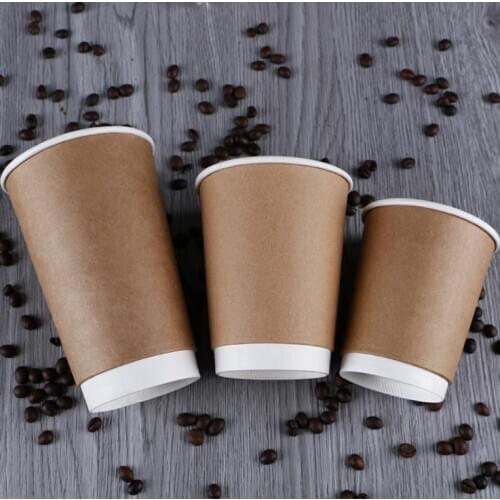 Disposable Takeaway Packing Paper Cups Double Deck Heat Insulation Milk Tea Coffee Kraft Papers Opening Ceremony SN3156