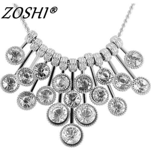 Boho Collar Choker Water Drop Crystal Beads Choker Necklace &pendant Vintage Silver Plated Chain Statement Beads Maxi Jewelry