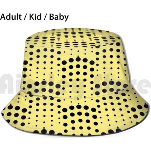 Dots Rain Bucket Hat Adult kid baby Beach Sun Hats Dots Rain Black Minimal Music Simple Pattern Minimalist Trance