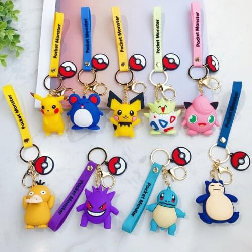 Pokemon Figures Toy Pocket Monster Pikachu Doll Keychain Bag Pendant Elf Gengar Peyduck Squirtle Jigglypuff Togepi Marill Pichu