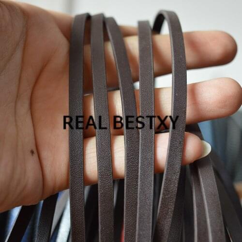 REAL BESTXY 5m/lot 5*2mm brown flat leather rope cords jewelry DIY leather material bracelets making leather strings flat cords