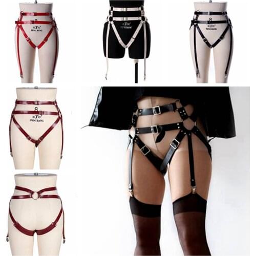 Punk Goth Body Harness Fashion Adjust Waist Suspender Belt BDSM Leather Lingerie Erotic Garter Bondage Thigh Bands Fetish