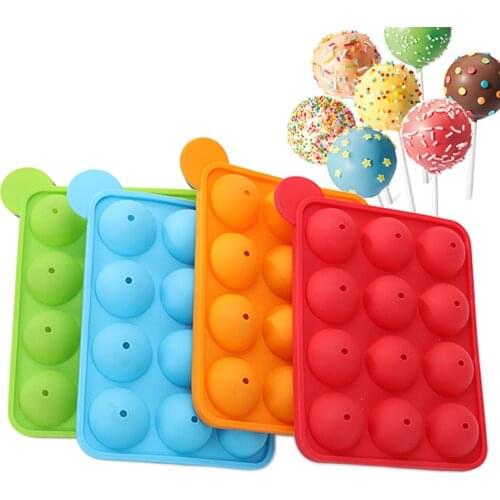 12 Holes Silicone Cake Pop Mold Ball Shaped DIY Mold Kitchen Lollipop Chocolate Cake molds Baking Ice Tray Stick Tool Moulds