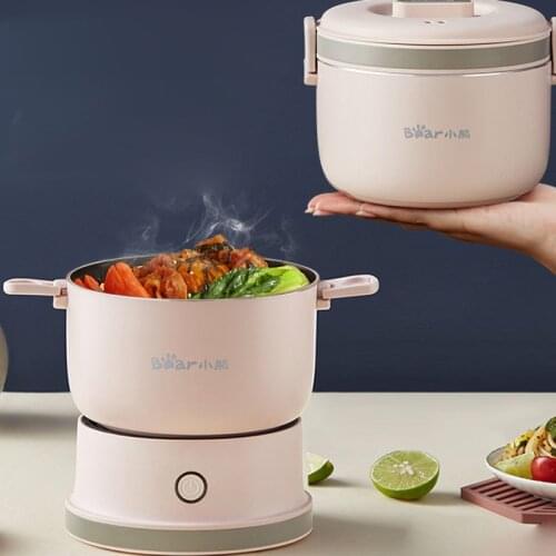 110-240V Collapsible Electric Multicooker Mini Portable Folding Hot Pot Cooking Pot For Travel Household Rice Cooker Split Type