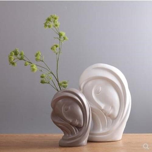 European woman head statue crafts, ceramic figure sculpture, home office desktop decoration artwork, creative decoration gifts
