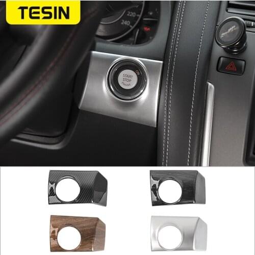 TESIN Car Engine Start Stop Button Cover Trim Frame Stickers Fit for Nissan Patrol Y62 2017-2021 Interior Parts Car Accessories