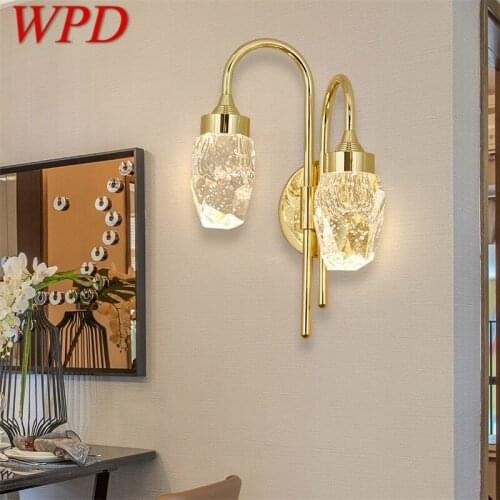 WPD Modern Wall Lamp Crystal Sconce LED Indoor Wall Light Fixture Gold Luxury Decorations For Bedroom Living Room Office