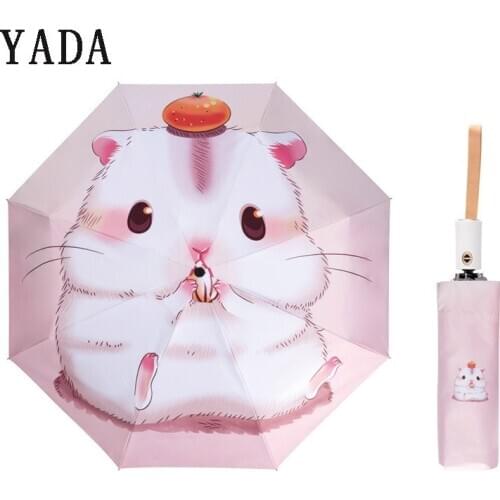 YADA INS Luxury Cartoon Hamster Umbrellas Folding Rainy Automatic Umbrellas For Women Men UV Windproof Umbrella Female YD200019