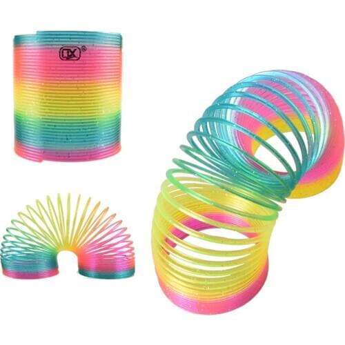 1pcs Rainbow Circle Funny Toys Early Development Educational Folding Plastic Spring Coil Childrens Creative Magical Toys