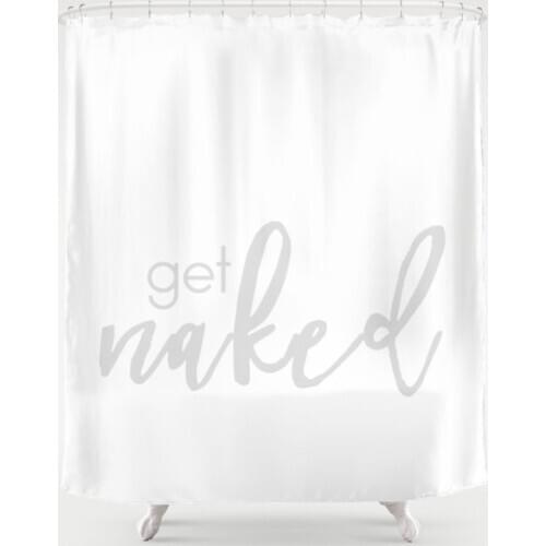 Get Naked Light gray on white Shower Curtain Waterproof Polyester Fabric 72 x 78 inches Set with Hook