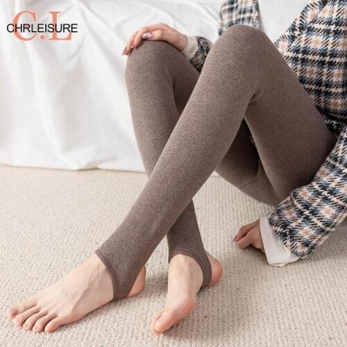 CHRLEISURE Winter Thicken Leggings Women Warm High Waist Tummy Control Elastic Leggings Velvet Thermal Legging for Women