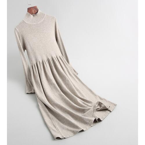 2018 Women Sweater Turtleneck Collar Long Sleeve Women Long Pullovers Sweater Dress Knitting Autumn Sweater Tricot Pull Femme