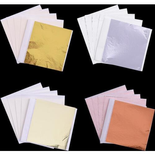 100pcs 8*8.5cm Gold Silver Copper Foil Paper Gilding DIY Craft Decoration Art Craft Paper Aluminium Foil Paper Cake Decoration