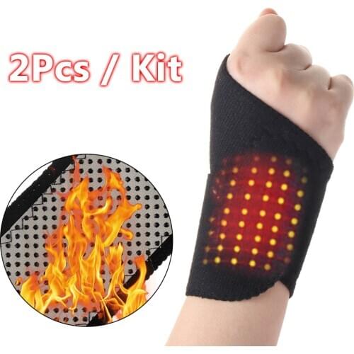 1Pair Wrist Guard Band Brace Wrist Belt Tourmaline Self-Heating Far Infrared Magnetic Therapy Pads Sports Protection Wristband