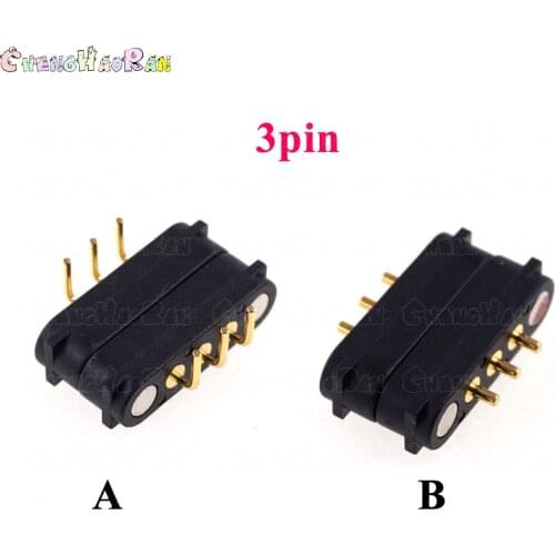 1pair Pogo Pin 3PIN high current 2A36V straight needle curved needle 2.54mm pitch power charging magnetic male and female seat