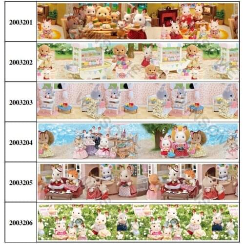 10yards different sizes cartoon rabbit pattern printed grosgrain ribbon DIY