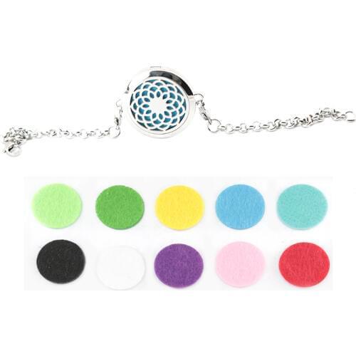 10pcs lotus flower 30mm Magnet Aromatherapy Essential Oils Stainless Steel Perfume Diffuser Locket bracelet