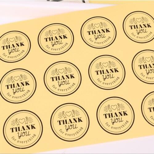 1000pcs/lot Round Transparent thank you for everything Paper Seal Stickers For Handmade Products Diy Label Adhesive Sticker