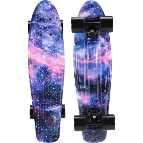 22" Cruiser Skateboard Galaxy Mini Plastic Skate Board Retro Penny Board Graphic Printed Pink Floral