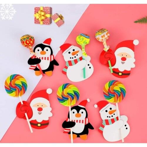 25pcs Lollipop Sticks Paper Candy Chocolate Christmas Decoration DIY Xmas Decor Gift Penguins Santa Claus Snowman Cake Pops