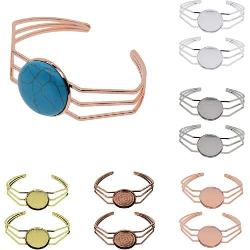 2x Blank Setting Bezel Blank Base Cabochon Bracelet 25mm Base For DIY Bangle