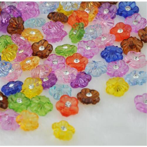 50pcs Mix New! Fancy Plastic button With Rinestone sewing craft appliques Lots PT06