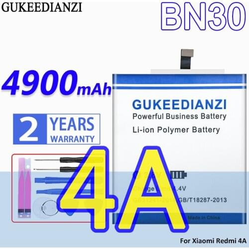 High Capacity GUKEEDIANZI Battery BN30 4900mAh For Xiaomi Redmi 4A