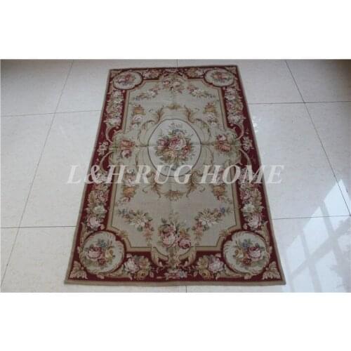 Free shipping 10K 2.5'x4' handmade needlepoint woolen rugs handmade rug handmade cross stitched rose rugs