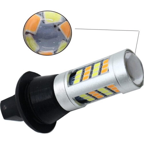 For Car Lighting 2pcs 1156 2835 High Power Dual Color Switchback LED Bulb 42LED Daytime Running Turn Signal Lamp