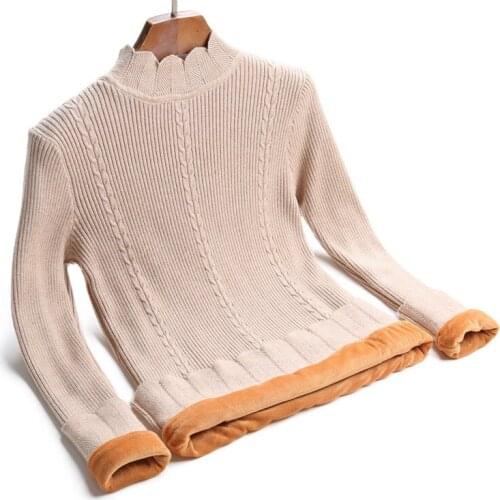 European and American new style autumn thick warm long-sleeved base sweater fashion trend Slim all-match womens pullover top