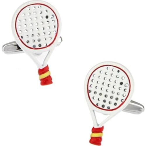 French Cuff Links Fun Racket Cufflinks Red and White Brass Leisure and Entertainment Sports Style Mens Jewelry Accessories