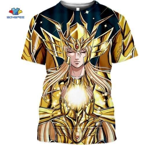 SONSPEE Classic Anime Saint Seiya T Shirt Women 3D Print T-shirts Short Sleeve Harajuku Style Tshirt Homme Streetwear Summer Top