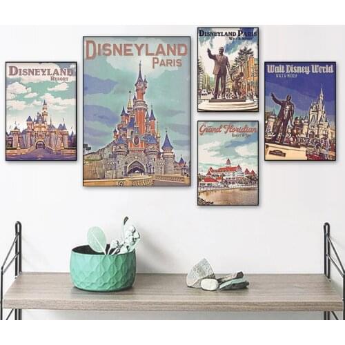Cartoon Mickey Mouse Canvas Paintings Disney Land Paris Posters and Prints Wall Art Picture for Living Kids Room Home Decoration