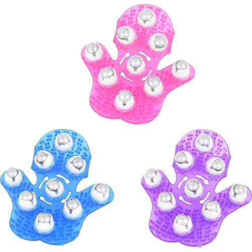 Roller Ball Body Massage Glove Anti-cellulite Muscle Pain Relief Nine Beads Massager for Neck Back Shoulder Relaxation