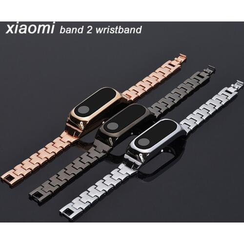 Metal Replacement Wrist Strap for Xiaomi Mi Band 2 Miband 2 Stainless Steel Wristband for Mi Band 2 Black Silver Gold