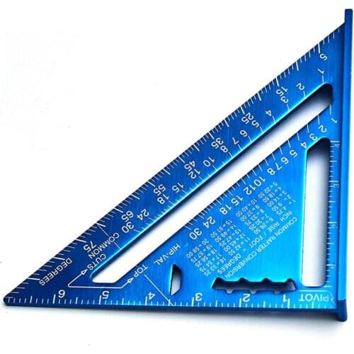 HLZS-90 Degree Triple-cornered Ruler Aluminum Alloy Angle Ruler Inch for Carpenters Workshop 7 Inch Square Layout Tool