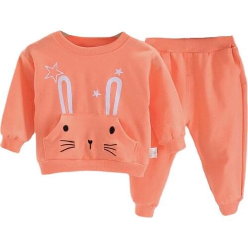 Fashion Wholesale Spring and Summer 100% Pure Cotton Long Sleeves Suits Toddler Girl Clothes 2pcs Sets Baby Clothes for 18M-4Y