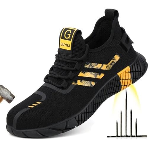 2021 New Breathable Men Safety Shoes Steel Toe Non-slip Work Boots Indestructible Shoes Puncture-proof Work Sneakers Men