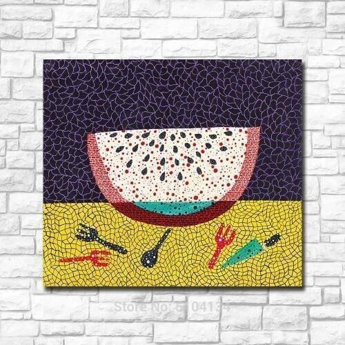 Wall Art Kusama Yayoi Mountain Watermelon II Painting for Living Room Home Decoration Oil Painting on Canvas Wall Painting
