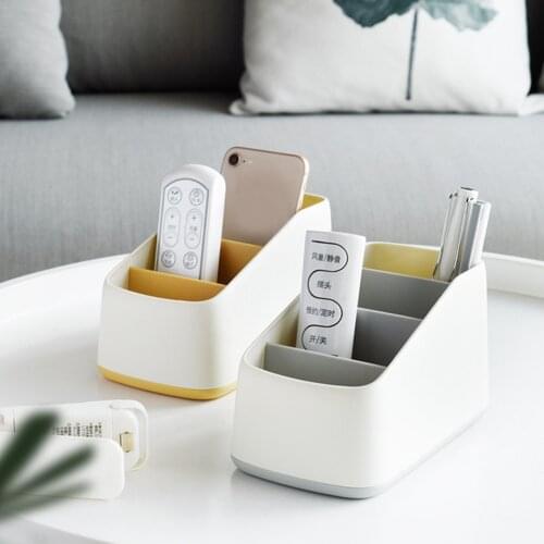 4 Grids Pencil Pen Holder Cosmetic Desktop Storage Phone Holder TV Remote Control Desktop Stand Storage Office Table Storage Box