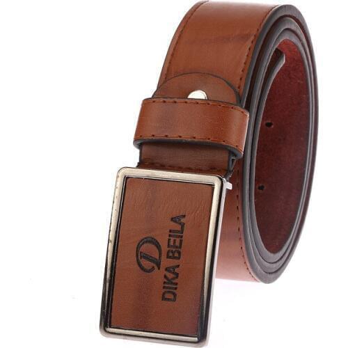 2019 New Casual Exquisite high-grade artificial leather material belt stainless steel automatic buckle Mens business belt