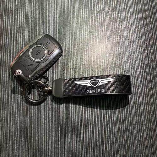 New Carbon Fiber Car Styling Keychain 4s Shop Fine Gift Key Ring For Hyundai Genesis Coupe G80 G70 GV80 BH GH Car Styling