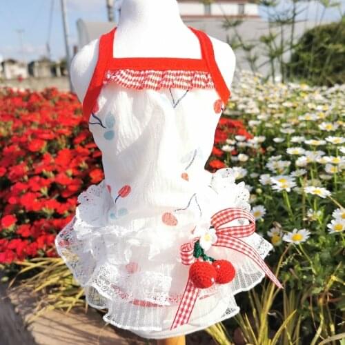 Summer New Puppy Dog Clothes Fashion Handmade Cute Print Pet Dogs Sling Lace Dress Dog Costumes Outerwear Skirt Chihuahua Teddy