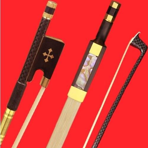 New light carbon fiber 4/4 pro violin bow nickel silver parts white horse hair
